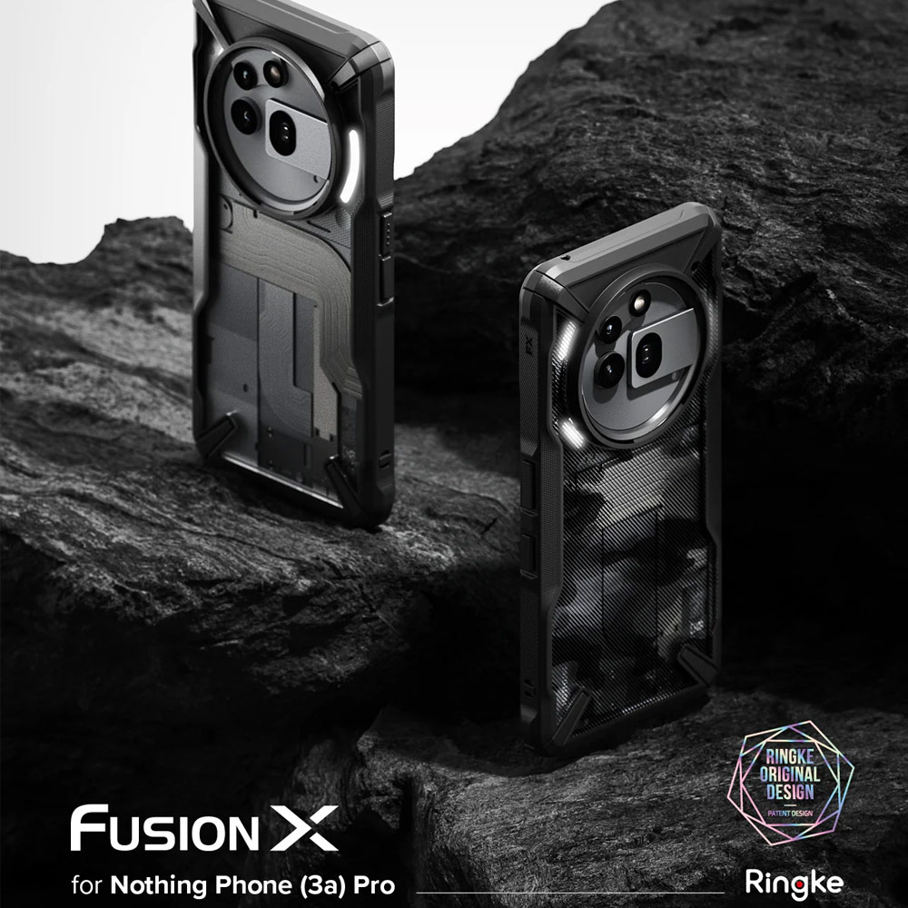 Picture of Nothing Phone 3a Pro Case | Ringke Fusion X Hybrid Drop Protection Case for Nothing Phone 3a Pro (Camo Black)