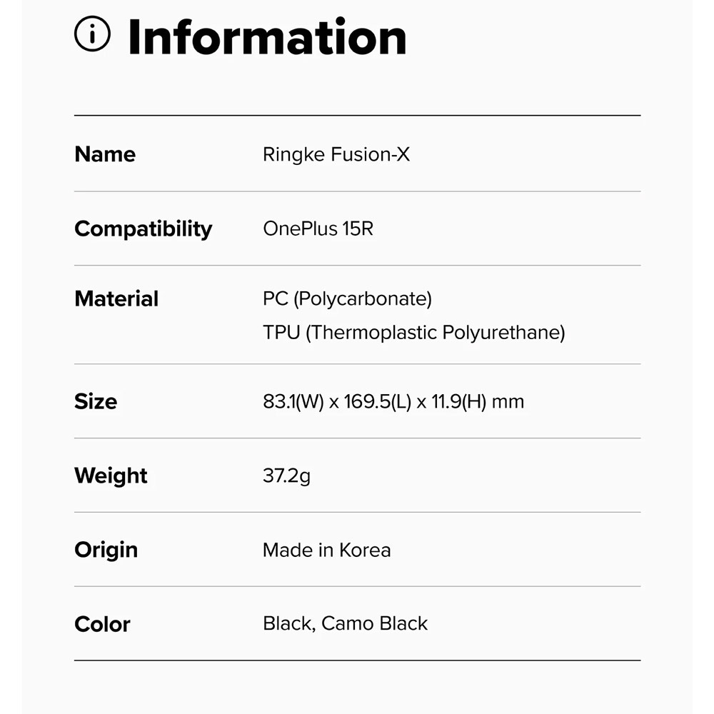 Picture of OnePlus 15R Case | Ringke Fusion X OnePlus 15 Drop Protection Case for OnePlus 15R  (Black)