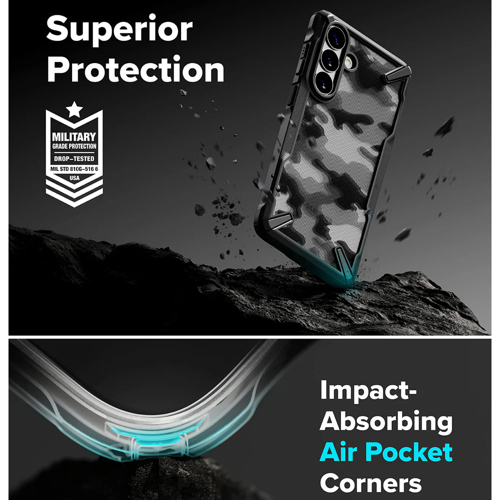 Picture of Samsung Galaxy S26 Case | Ringke Fusion X Rugged Heavy Duty Protection Case for Samsung Galaxy S26 (Camo Black)