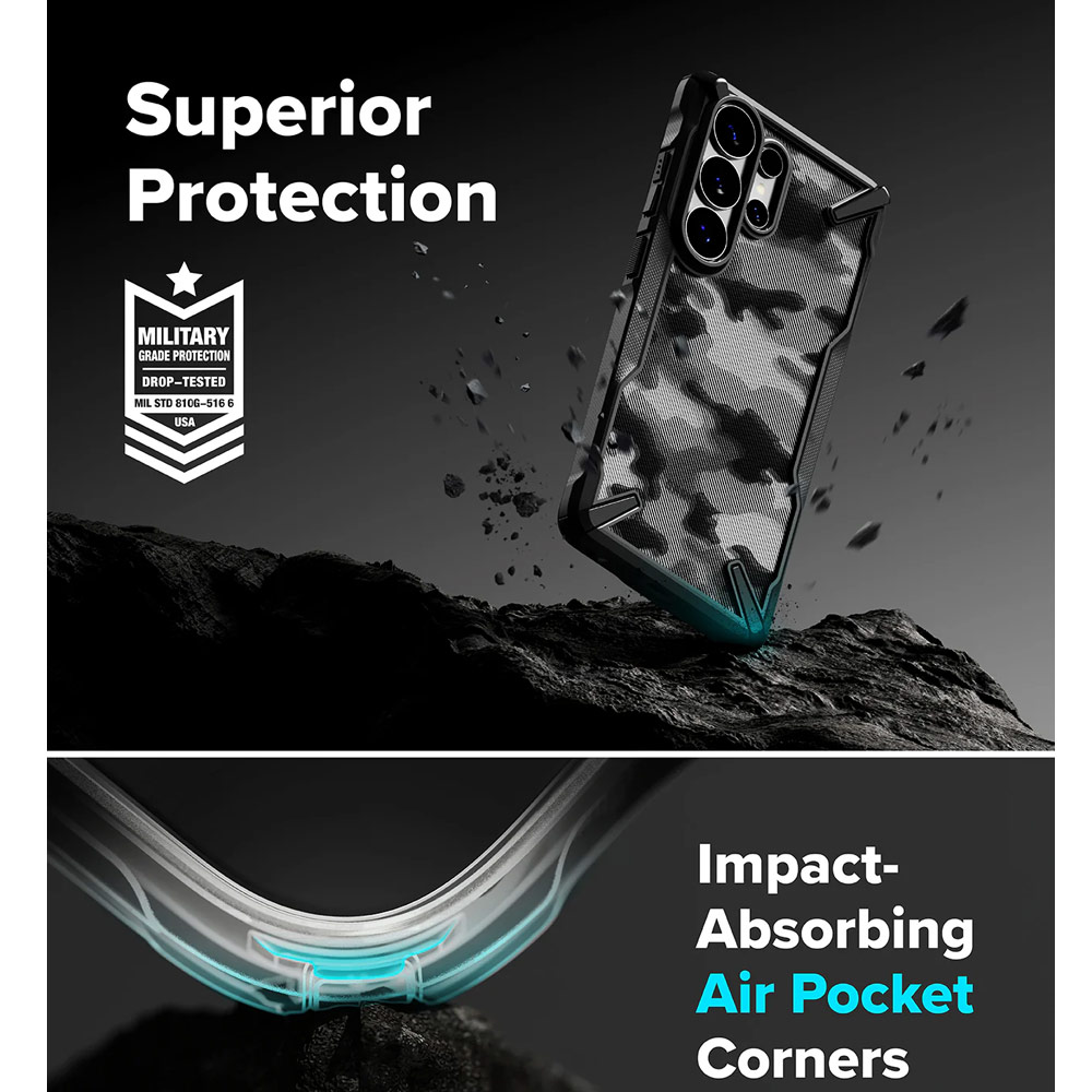 Picture of Samsung Galaxy S26 Ultra Case | Ringke Fusion X Rugged Heavy Duty Protection Case for Samsung Galaxy S26 Ultra (Camo Black)