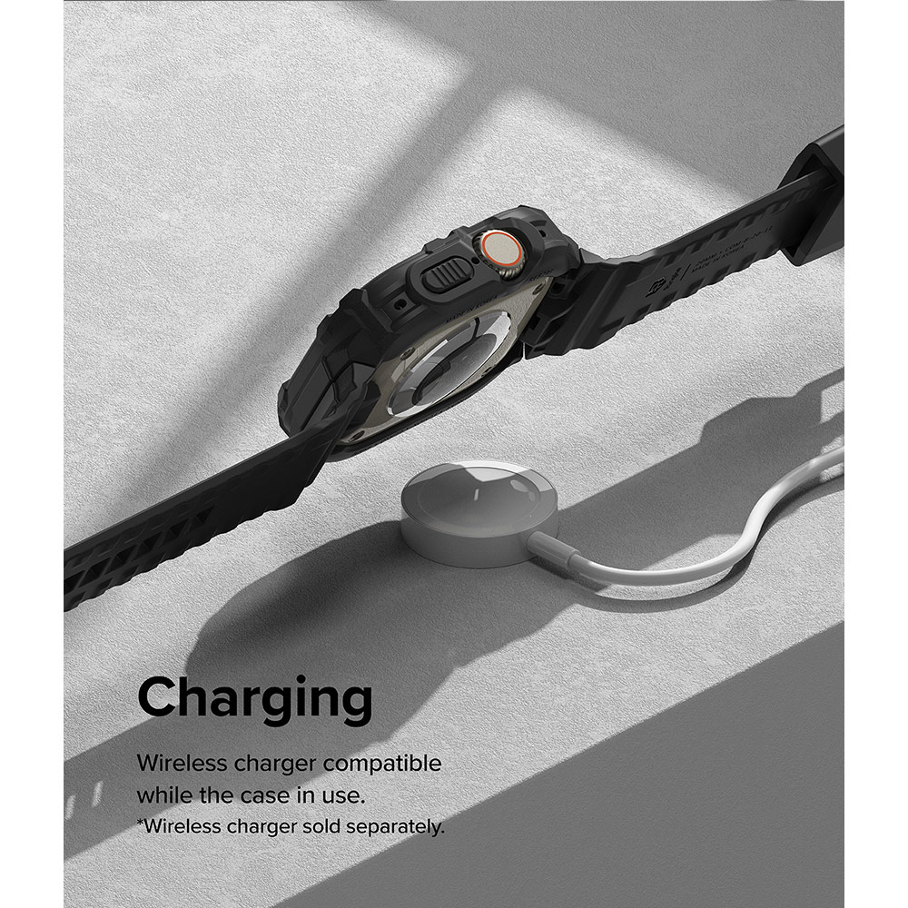 Picture of Apple Watch 49mm	Ultra 3 Case | Ringke Fusion X Guard Protection Case Strap Band for Apple Watch Ultra 49mm (Black Red Index)