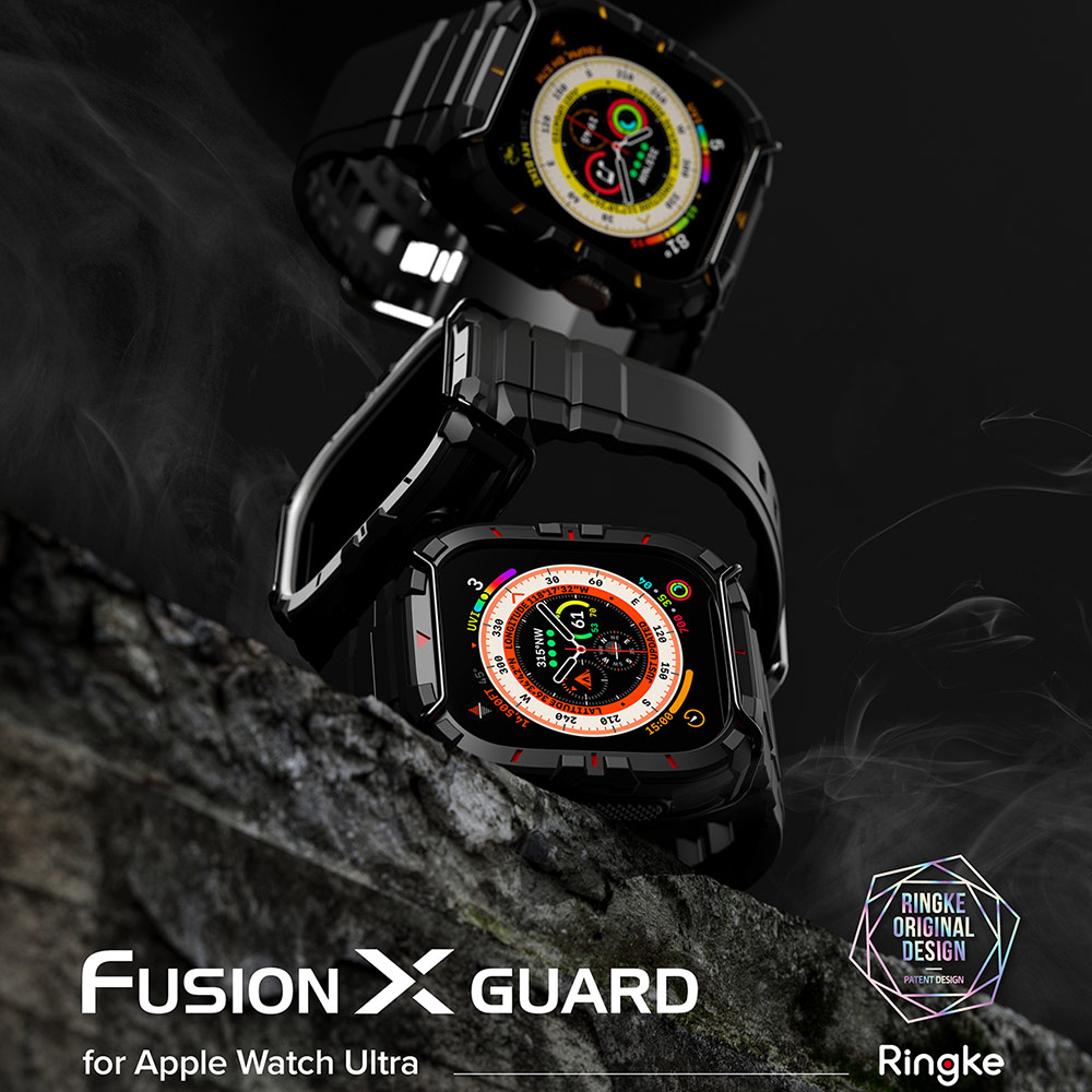Picture of Apple Watch 49mm	Ultra Case | Ringke Fusion X Guard Protection Case Strap Band for Apple Watch Ultra 49mm (Black Red Index Wired)