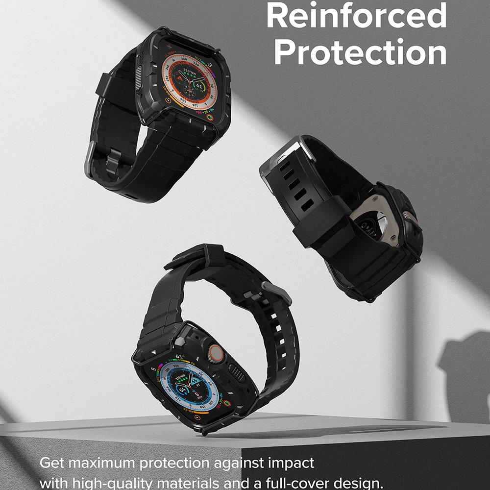 Picture of Apple Watch 49mm	Ultra 3 Case | Ringke Fusion X Guard Protection Case Strap Band for Apple Watch Ultra 49mm (Black White Index Wired)