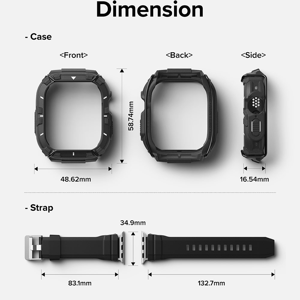 Picture of Apple Watch 49mm	Ultra 3 Case | Ringke Fusion X Guard Protection Case Strap Band for Apple Watch Ultra 49mm (Black White Index Wired)