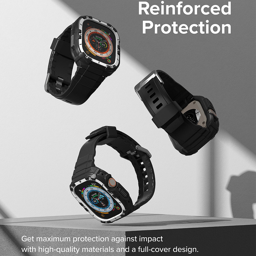 Picture of Apple Watch 49mm	Ultra 3 Case | Ringke Fusion X Guard Protection Case Strap Band for Apple Watch Ultra 49mm (White Black Index)