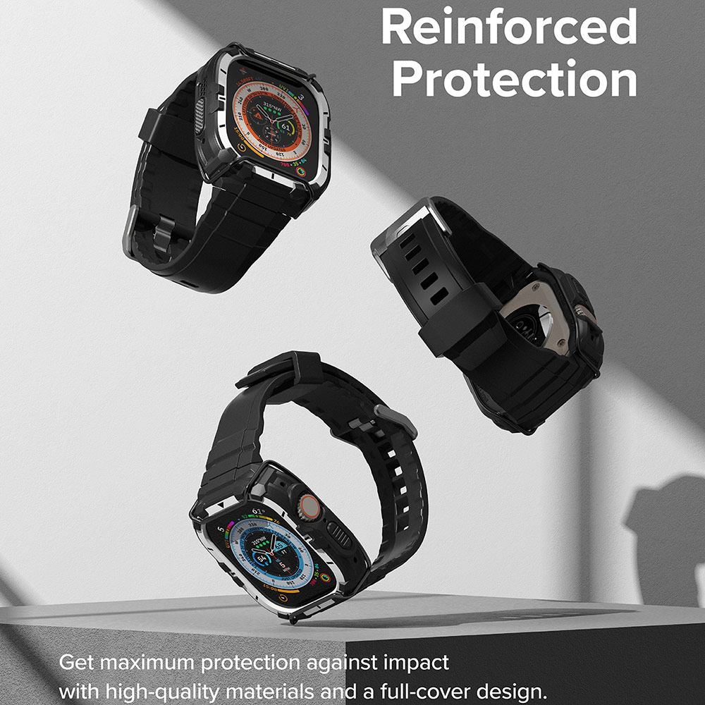 Picture of Apple Watch 49mm Ultra 3 Case | Ringke Fusion X Guard Protection Case Strap Band for Apple Watch Ultra 49mm (White Black Index Wired)