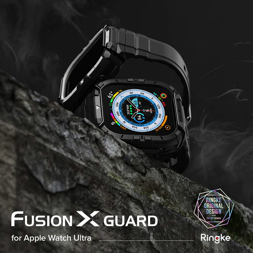 Picture of Apple Watch 49mm	Ultra 3 Case | Ringke Fusion X Guard Wired Version Sporty Case and Strap for Apple Watch Series 8 49mm Ultra Case (Wired Black)