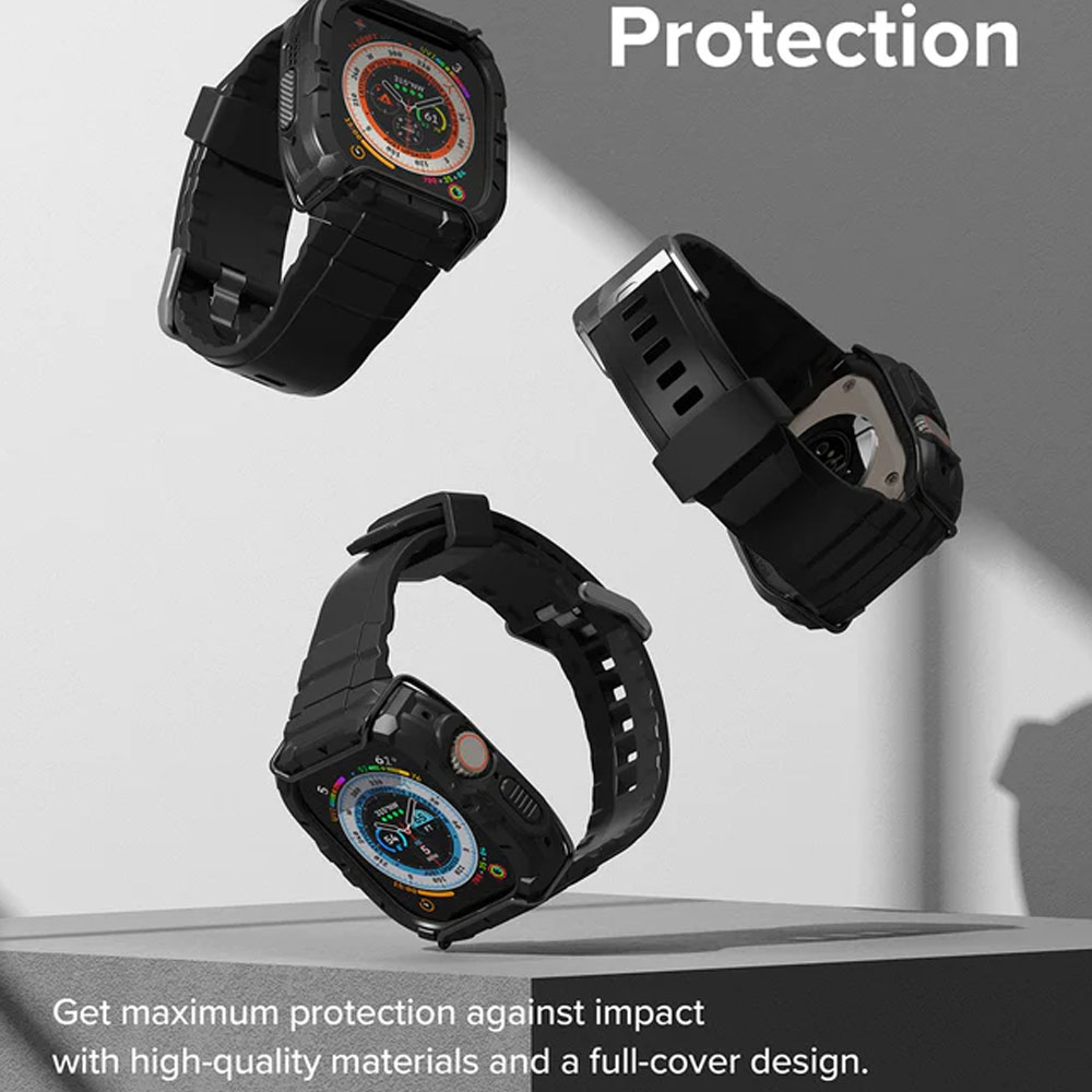 Picture of Apple Watch 49mm	Ultra 3 Case | Ringke Fusion X Guard Wired Version Sporty Case and Strap for Apple Watch Series 8 49mm Ultra Case (Wired Black)