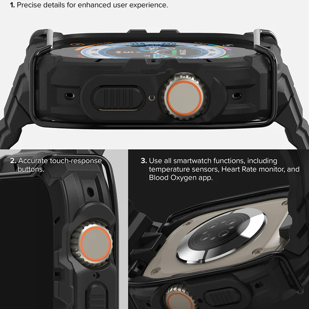 Picture of Apple Watch 49mm	Ultra 3 Case | Ringke Fusion X Guard Wired Version Sporty Case and Strap for Apple Watch Series 8 49mm Ultra Case (Wired Black)