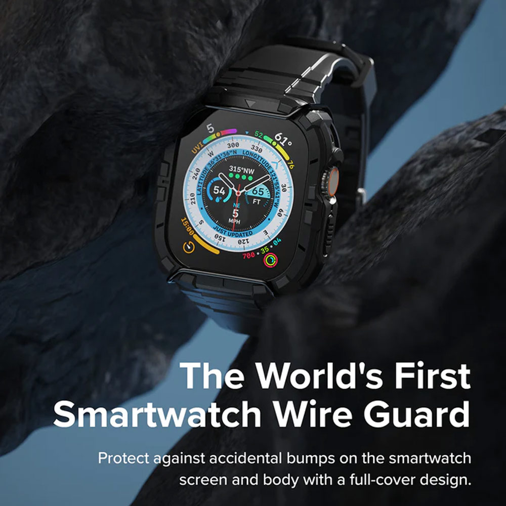 Picture of Apple Watch 49mm	Ultra 3 Case | Ringke Fusion X Guard Wired Version Sporty Case and Strap for Apple Watch Series 8 49mm Ultra Case (Wired Black)