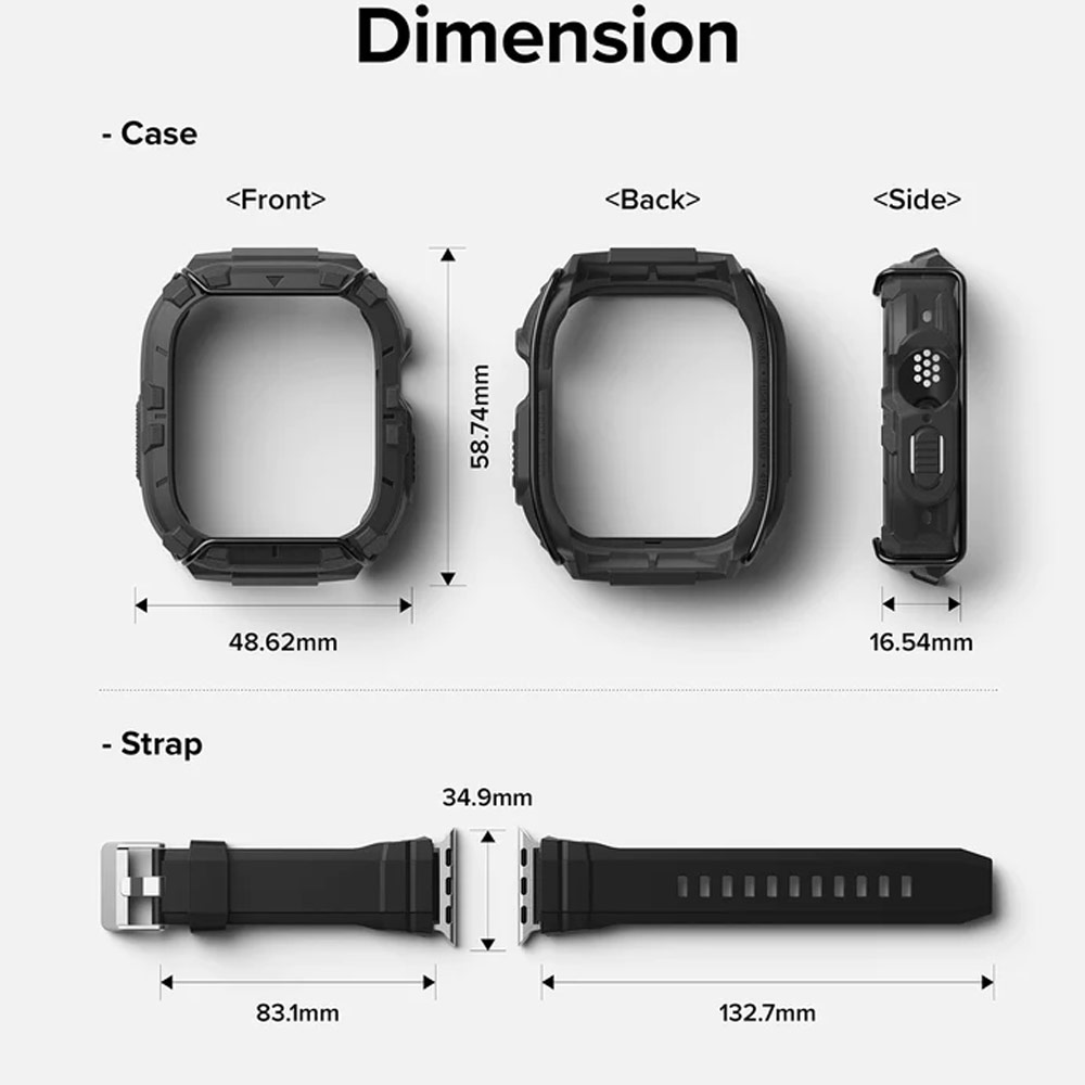 Picture of Apple Watch 49mm	Ultra 3 Case | Ringke Fusion X Guard Wired Version Sporty Case and Strap for Apple Watch Series 8 49mm Ultra Case (Wired Black)