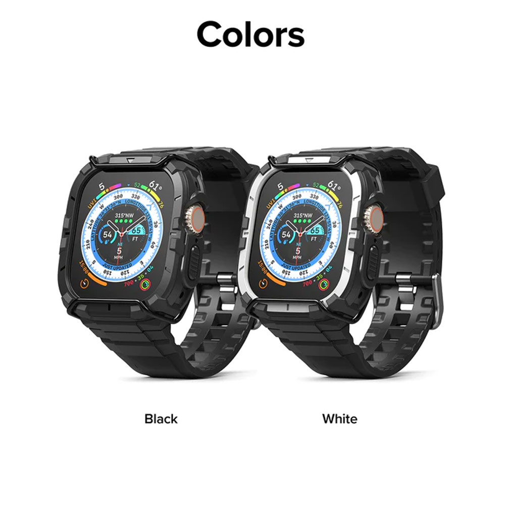 Picture of Apple Watch 49mm	Ultra 3 Case | Ringke Fusion X Guard Wired Version Sporty Case and Strap for Apple Watch Series 8 49mm Ultra Case (Wired Black)