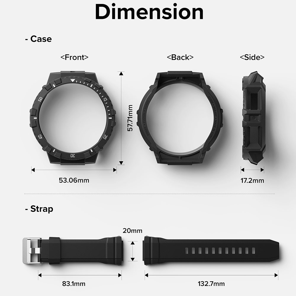 Picture of Samsung Galaxy Watch 5 Pro 45mm Case | Ringke Fusion X Guard Wired Protection Case Strap Band for Samsung Galaxy Watch 5 Pro Series 45mm (Black White Index Wired)