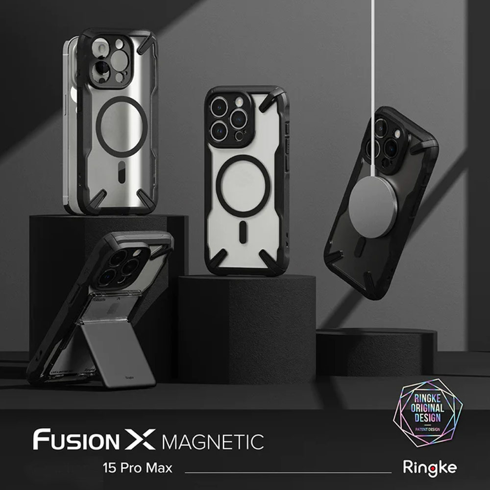 Picture of Apple iPhone 15 Pro Max 6.7 Case | Ringke Fusion X Magnetic Anti Yellow Back Plate Drop Protection Case for iPhone 15 Pro Max 6.7 (Matte Black)