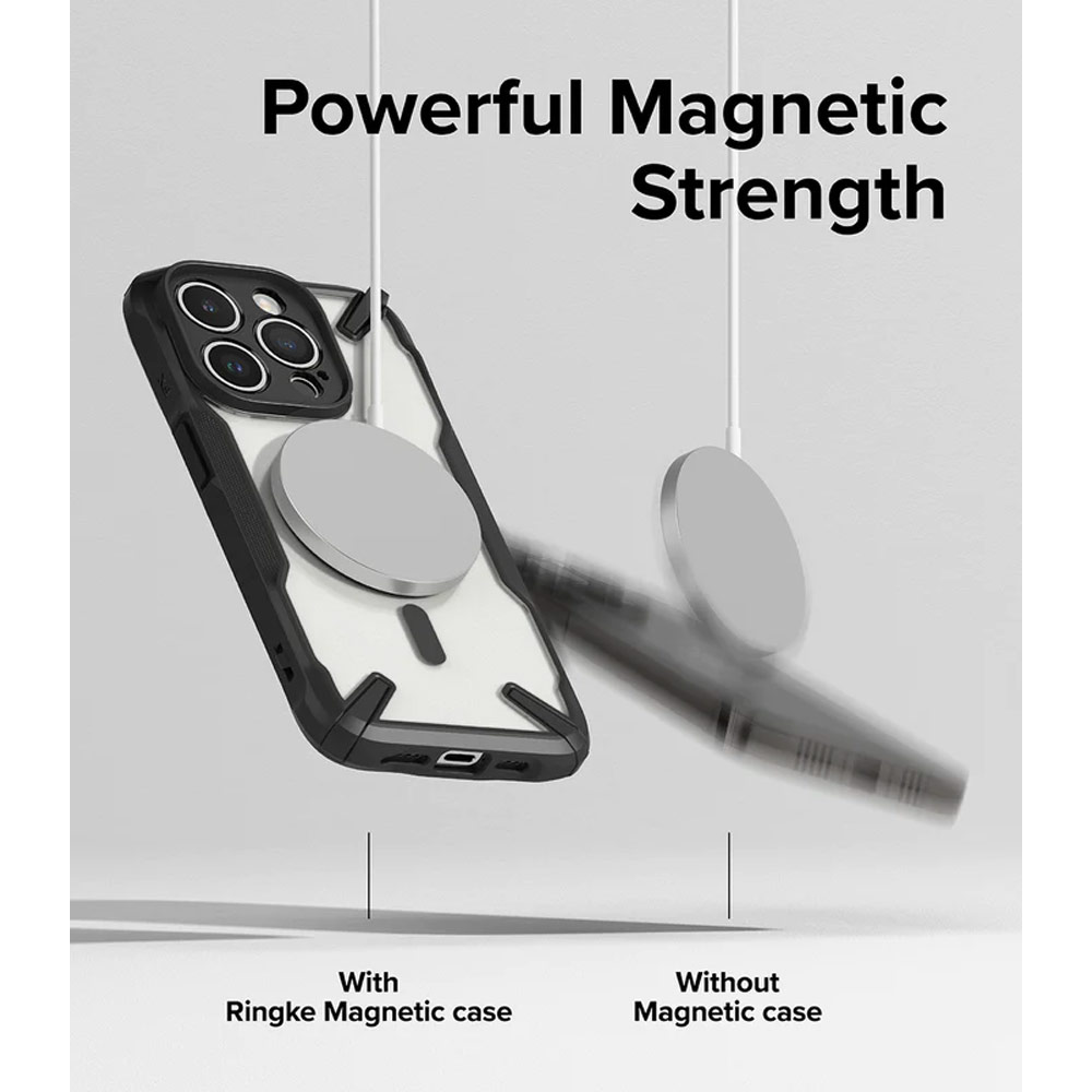 Picture of Apple iPhone 15 Pro Max 6.7 Case | Ringke Fusion X Magnetic Anti Yellow Back Plate Drop Protection Case for iPhone 15 Pro Max 6.7 (Matte Black)