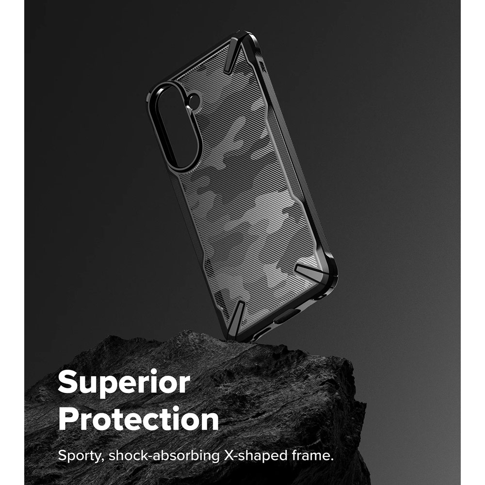 Picture of Samsung Galaxy A57 Case | Ringke Fusion X Rugged Heavy Duty Transparent Hybrid Protection Case for Samsung Galaxy A57 (Camo Black)