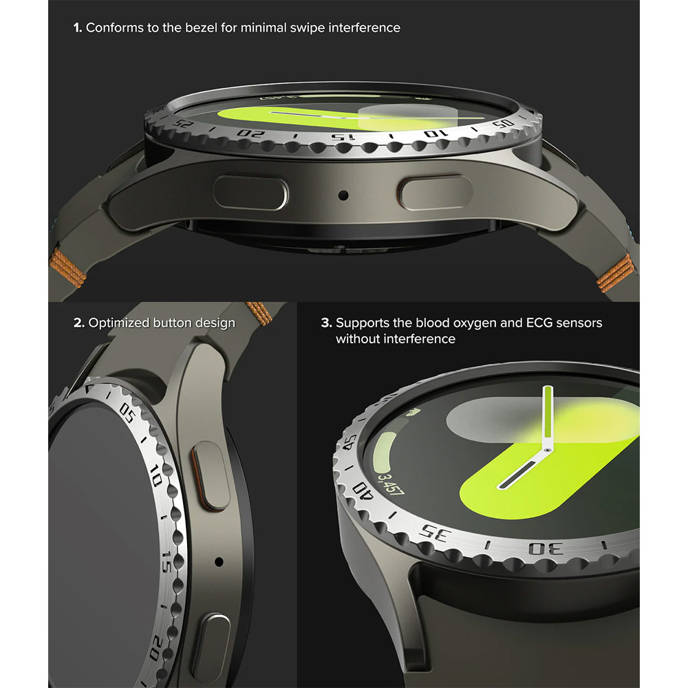 Picture of Samsung Galaxy Watch 7 40mm Screen Protector | Ringke Bezel Styling and Tempered Glass Screen Protector for Samsung Galaxy Watch 7 40mm (Silver 40-01 )