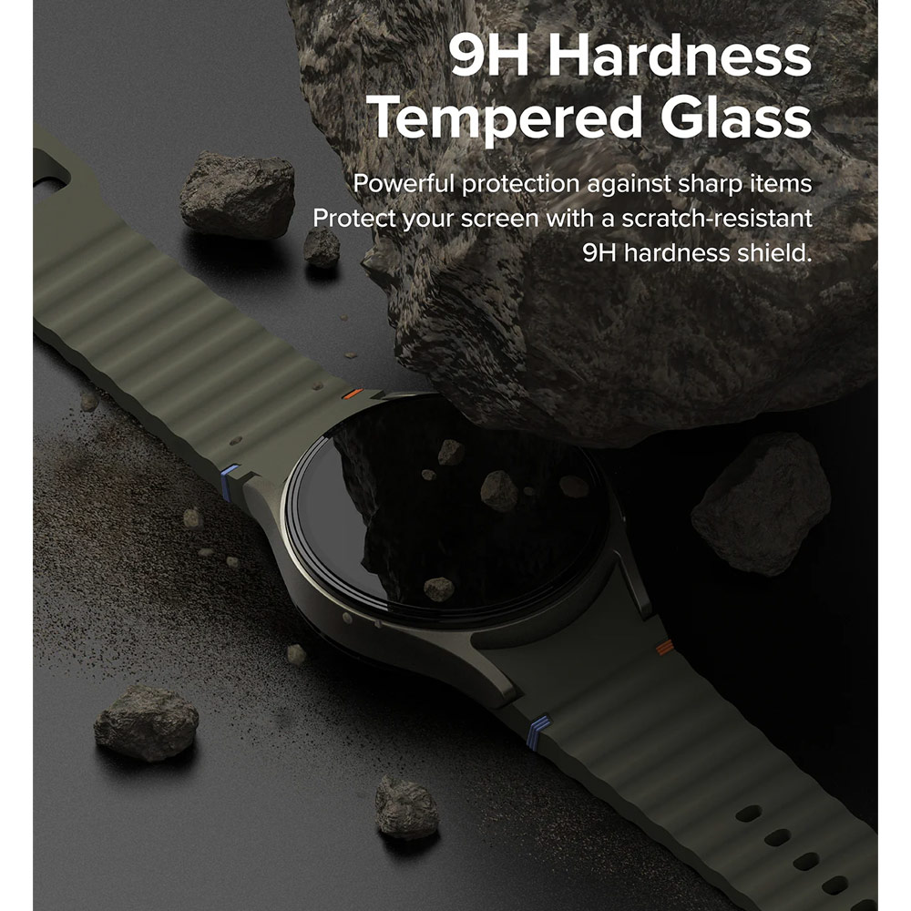 Picture of Samsung Galaxy Watch 7 40mm Screen Protector | Ringke Bezel Styling and Tempered Glass Screen Protector for Samsung Galaxy Watch 7 40mm (Silver 40-01 )