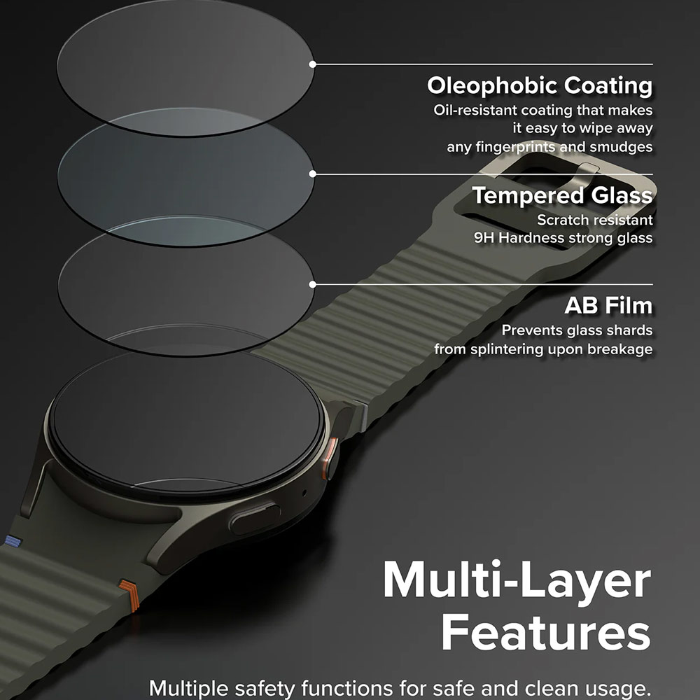 Picture of Samsung Galaxy Watch 7 40mm Screen Protector | Ringke Bezel Styling and Tempered Glass Screen Protector for Samsung Galaxy Watch 7 40mm (Silver 40-01 )