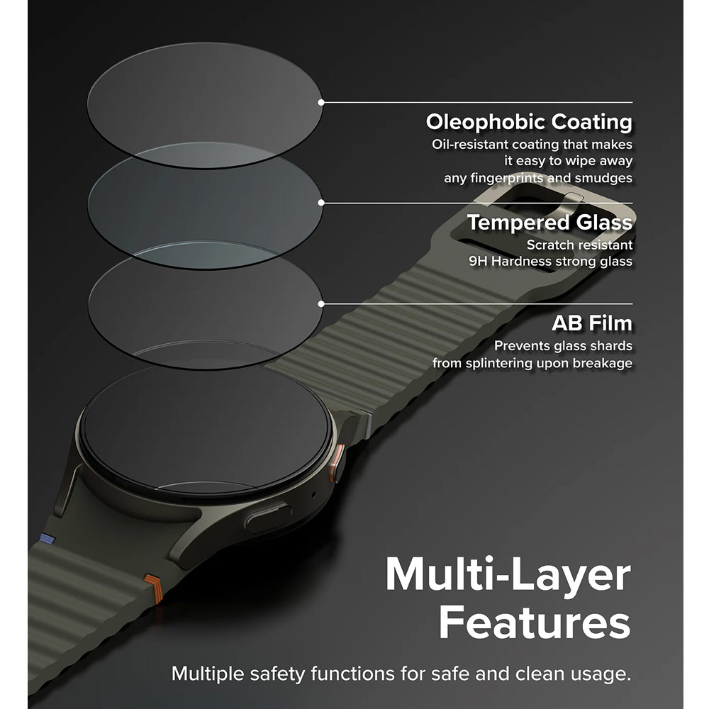 Picture of Samsung Galaxy Watch 7 44mm Screen Protector | Ringke Bezel Styling and Tempered Glass Screen Protector for Samsung Galaxy Watch 7 44mm (Silver 44-03 )