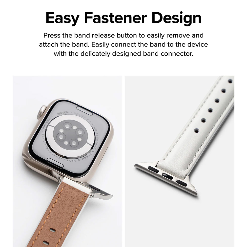 Picture of Apple Watch 38mm | Ringke Genuine Leather One Slim Padded Strap for Apple Watch Series 4 5 6 8 9 41mm 40mm 38mm (Black)