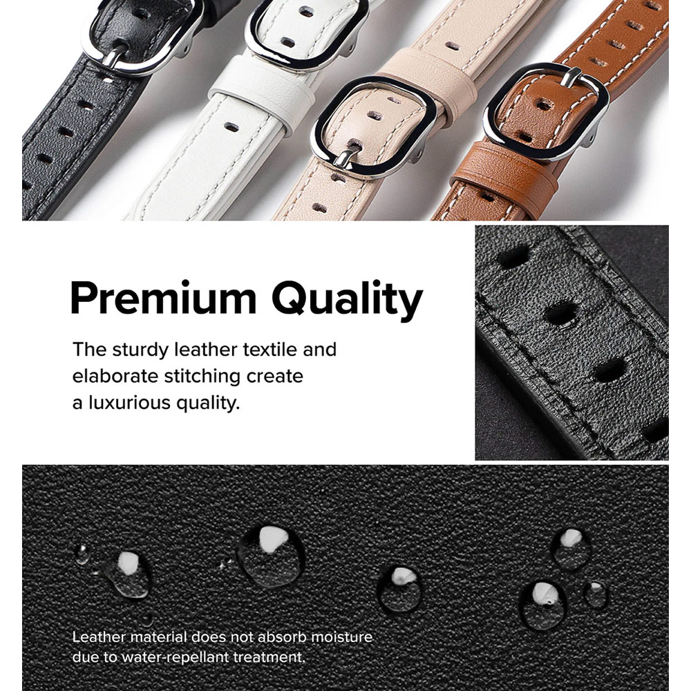 Picture of Apple Watch 38mm | Ringke Genuine Leather One Slim Strap for Apple Watch Series 4 5 6 8 9 41mm 40mm 38mm (White)