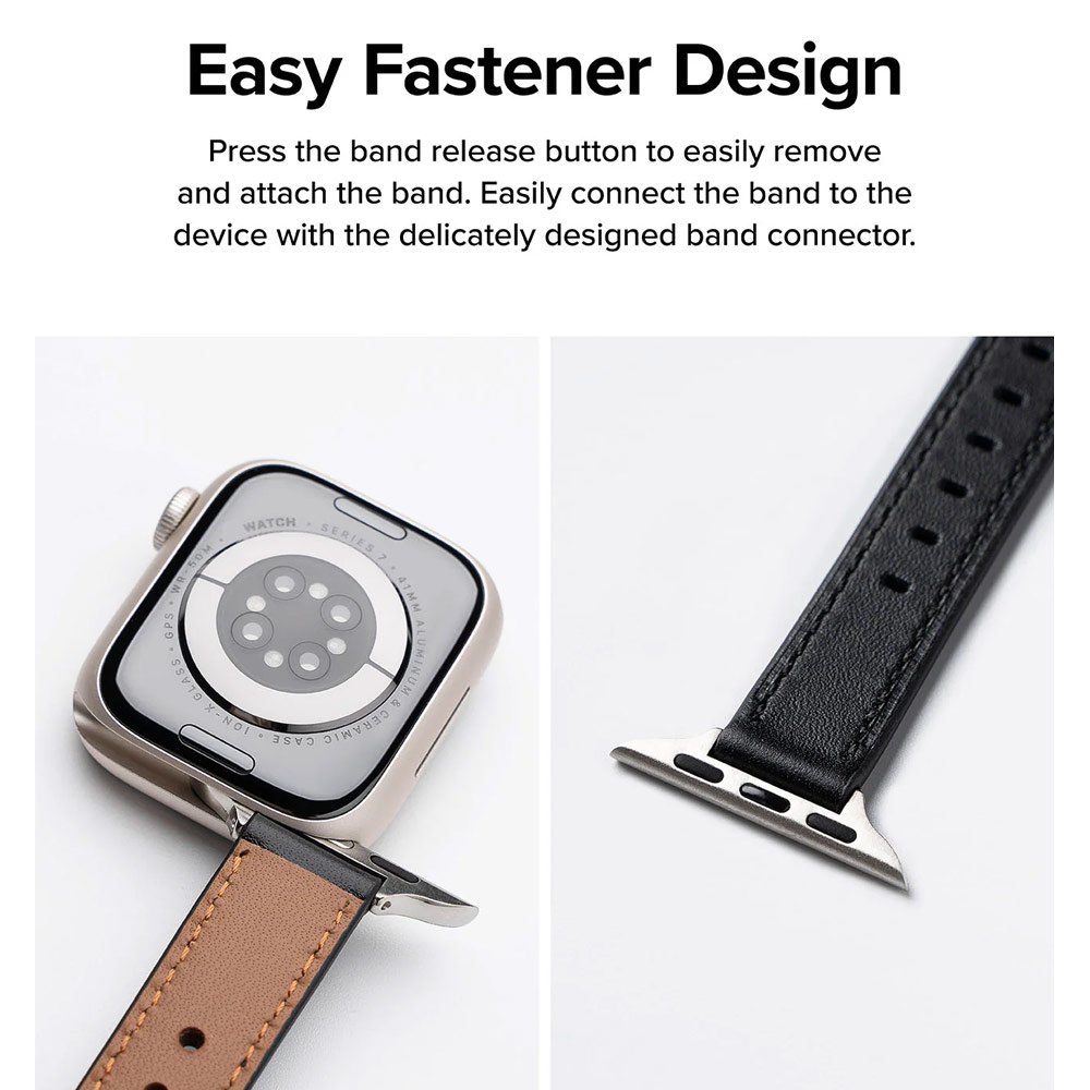 Picture of Apple Watch 38mm | Ringke Genuine Leather One Slim Strap for Apple Watch Series 4 5 6 8 9 41mm 40mm 38mm (White)