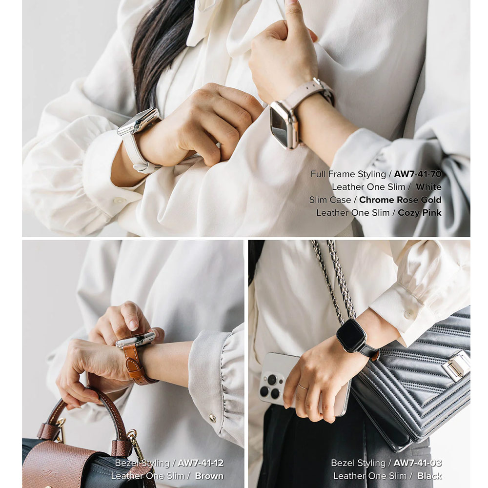 Picture of Apple Watch 38mm | Ringke Genuine Leather One Slim Strap for Apple Watch Series 4 5 6 8 9 41mm 40mm 38mm (White)