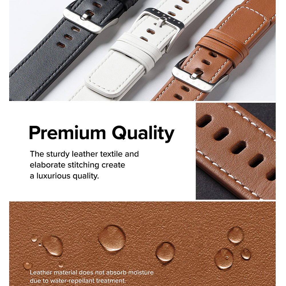 Picture of Apple Watch 42mm  | Ringke Genuine Leather One Basic Strap for Apple Watch Series 4 5 6 8 9 42mm 44mm 45mm Ultra 49mm (Brown)