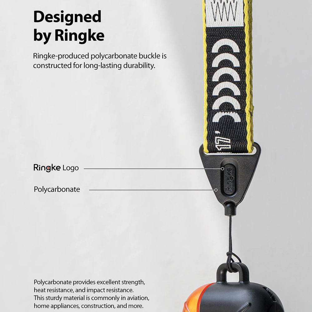 Picture of Ringke Hand Strap Smartphone Case Strap Camera Strap Key Ring Strap Airpods Pro Strap (Lettering Ticket Band Black)