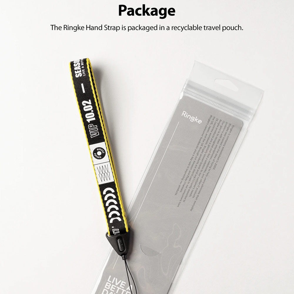 Picture of Ringke Hand Strap Smartphone Case Strap Camera Strap Key Ring Strap Airpods Pro Strap (Lettering Ticket Band Black)