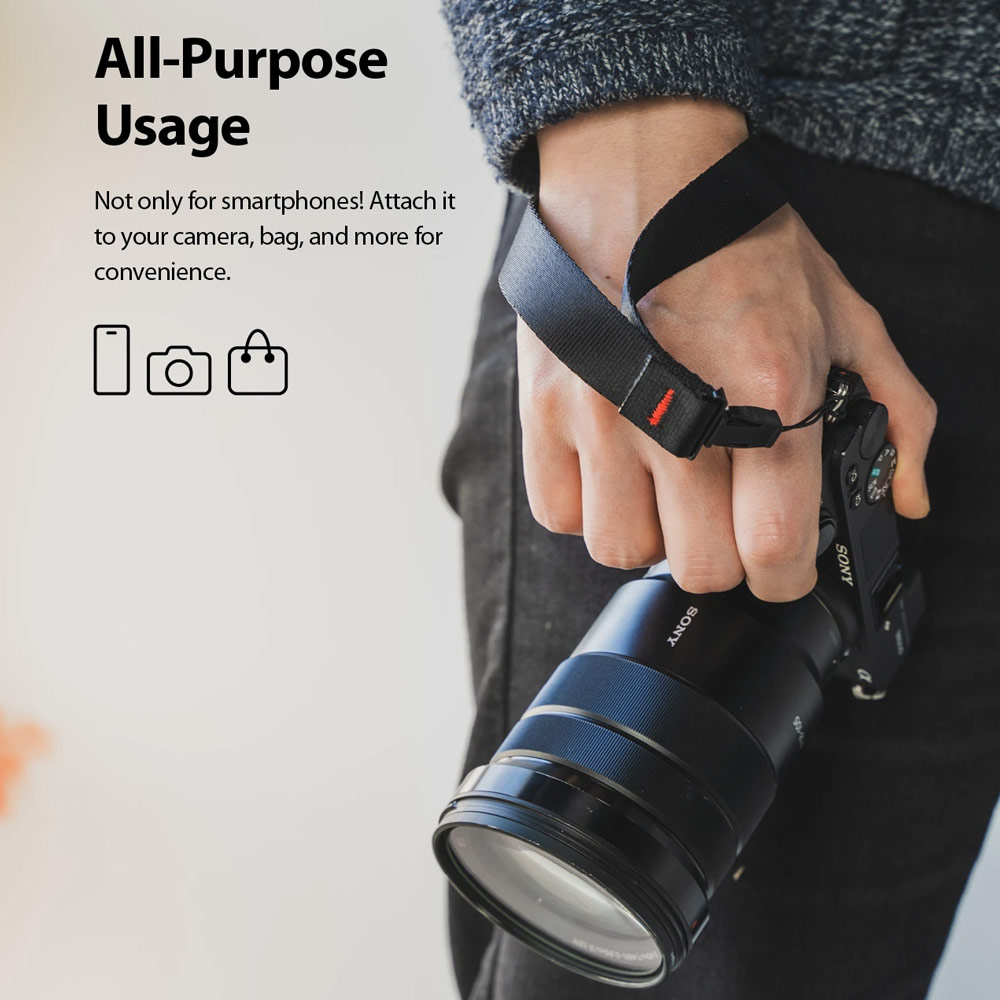 Picture of Ringke Hand Strap Smartphone Case Strap Camera Strap Key Ring Strap Airpods Pro Strap (Black)