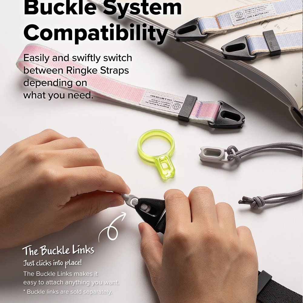 Picture of Ringke High density polyester wrist hand strap for Perfect for daily use traveling hiking smartphone Portable Handheld Fan Strap (Stripe Pink)