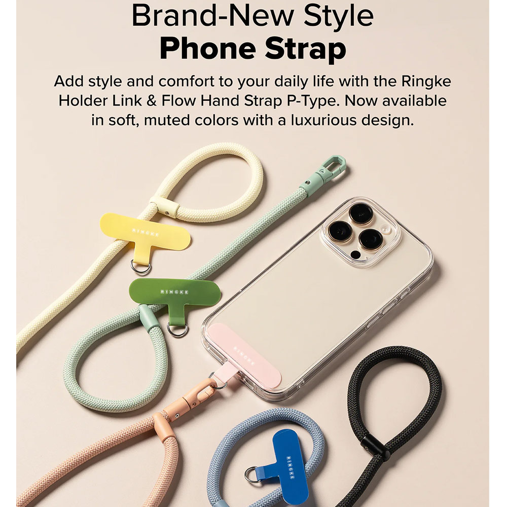 Picture of Ringke Holder Link and Flow Hand Strap P-Type Wrist Strap Phone Strap for closed-bottom phone case (Orange Pink)