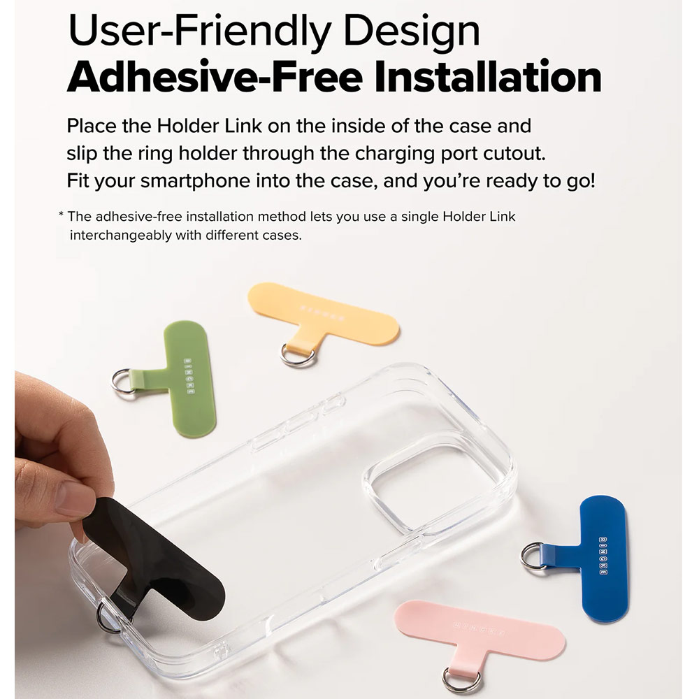 Picture of Ringke Holder Link and Flow Hand Strap P-Type Wrist Strap Phone Strap for closed-bottom phone case (Orange Pink)