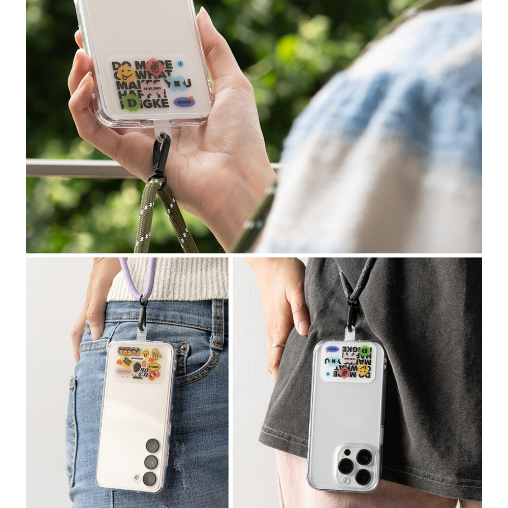 Picture of Ringke Shoulder Strap Design Holder Link Rope for Phone case (Focus Design Black White Rope)
