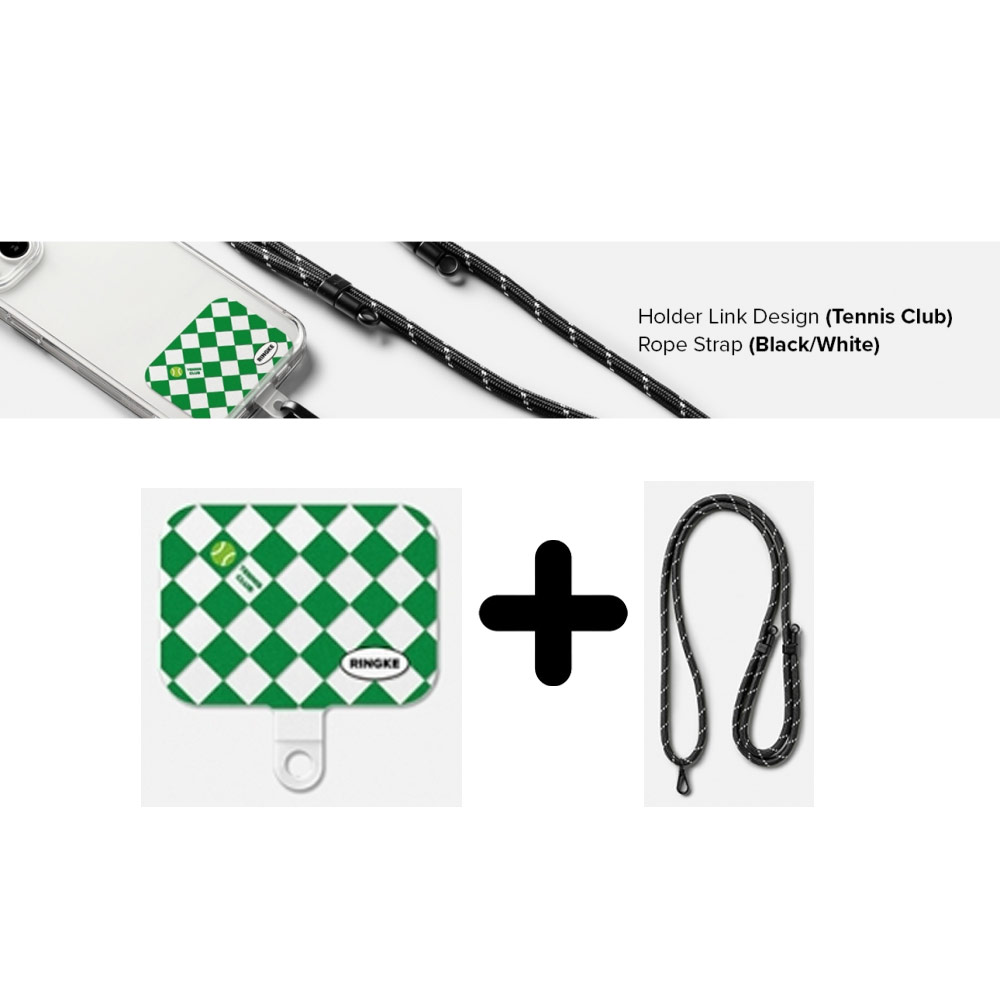 Picture of Ringke Shoulder Strap Design Holder Link Rope for Phone case (Tennis Club Design Black White Rope)