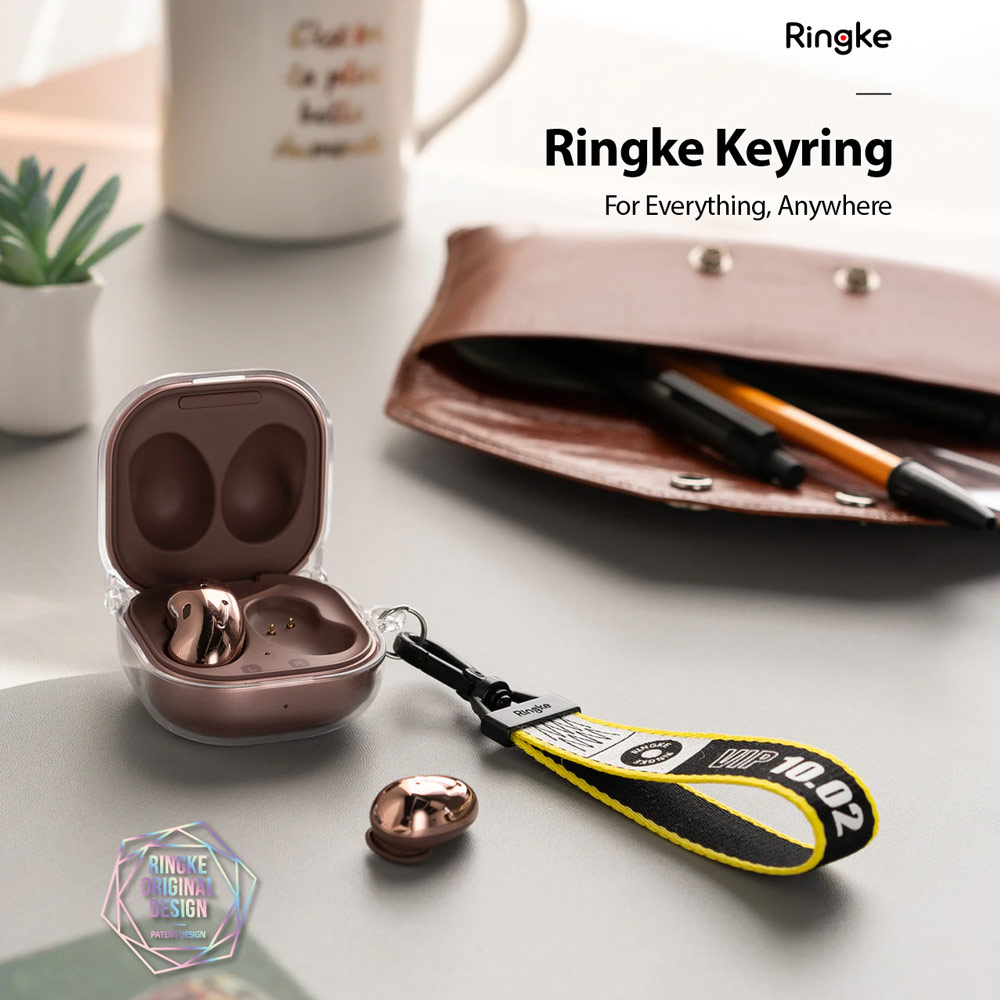 Picture of Ringke Key Ring Strap with Oval Hook Clip for phone case keychain camera game console USB flash drives (Lettering Ticket Band Black)