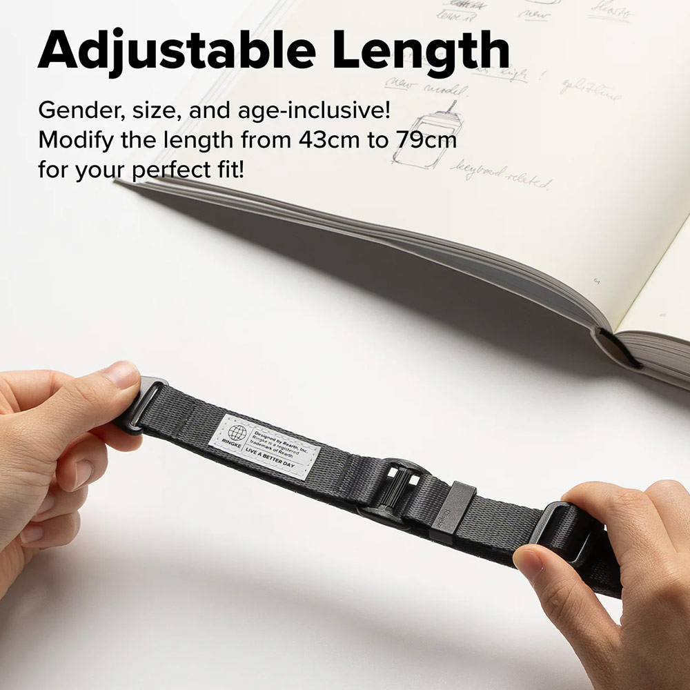 Picture of Ringke High density polyester Lanyard strap Shoulder Strap for Perfect for daily use traveling hiking smartphone Jisulife Portable Handheld Fan Strap (Graphite)