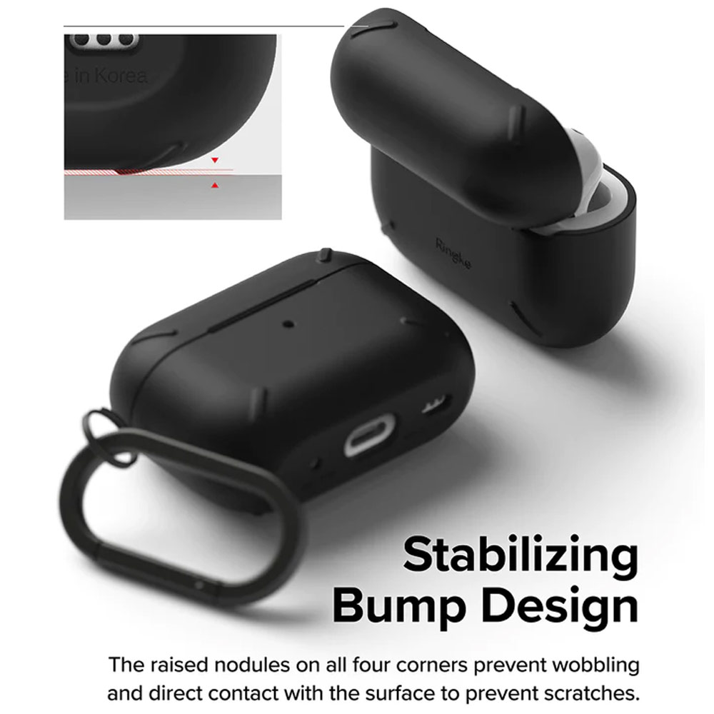 Picture of Apple Airpods Pro 2 Case | Ringke Layered Hard Protective Protection Case with Carabiner for Apple Airpods Pro 2 (Matte Clear)