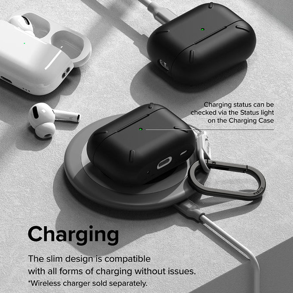 Picture of Apple Airpods Pro 2 Case | Ringke Layered Hard Protective Protection Case with Carabiner for Apple Airpods Pro 2 (Matte Clear)