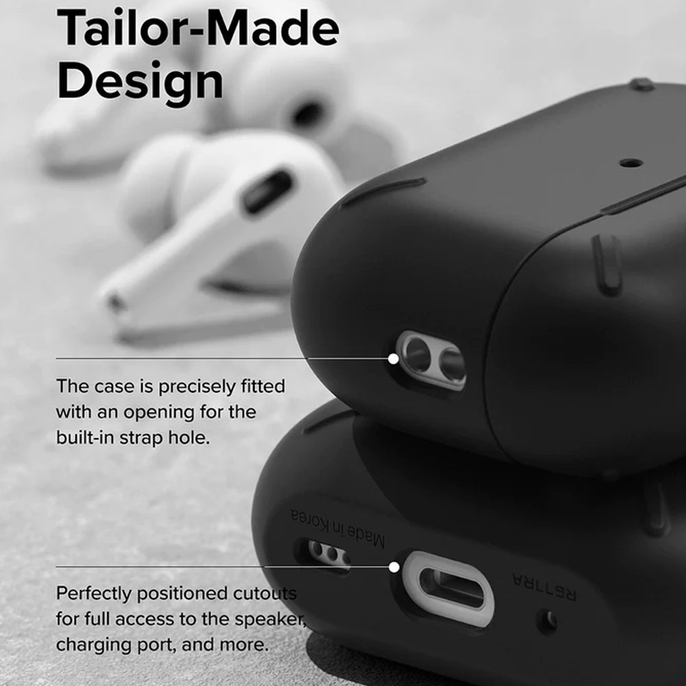 Picture of Apple Airpods Pro 2 Case | Ringke Layered Hard Protective Protection Case with Carabiner for Apple Airpods Pro 2 (Matte Clear)