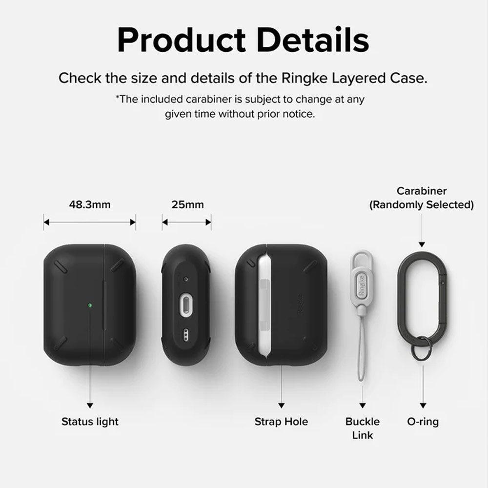 Picture of Apple Airpods Pro 2 Case | Ringke Layered Hard Protective Protection Case with Carabiner for Apple Airpods Pro 2 (Matte Clear)