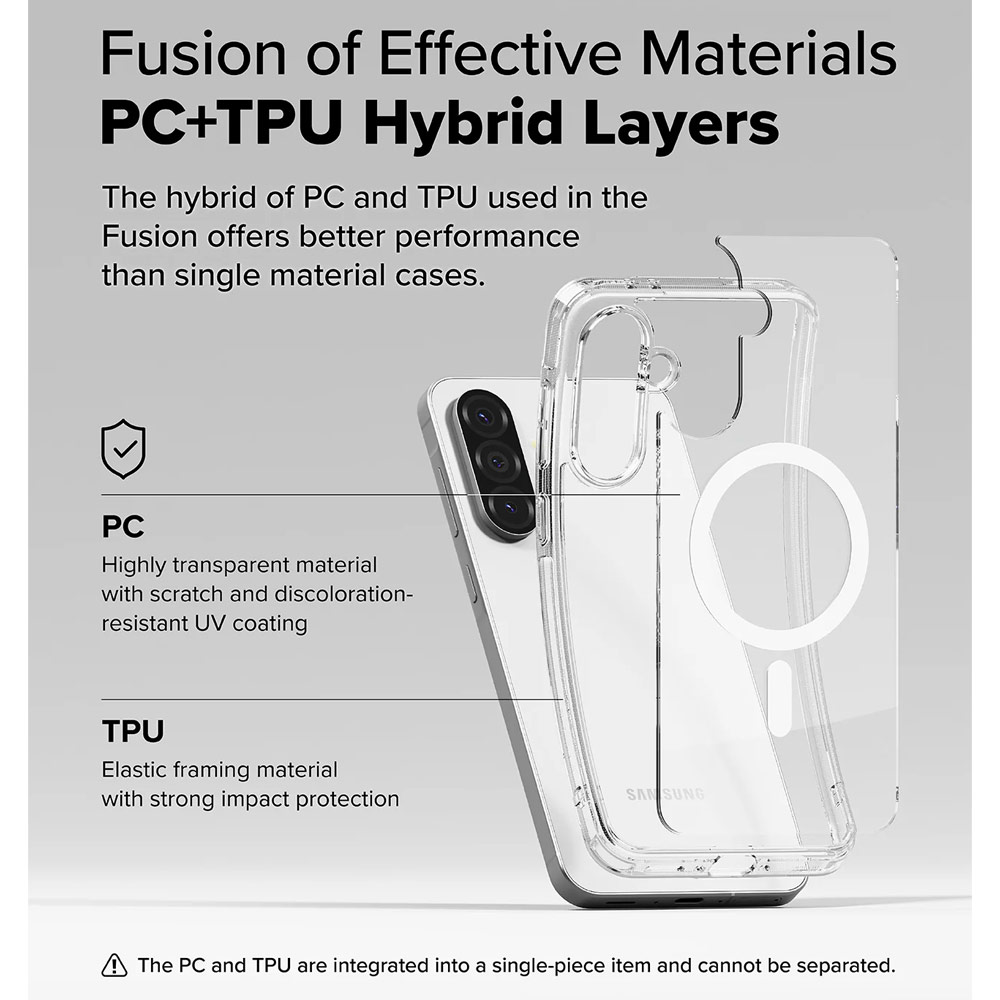 Picture of Samsung Galaxy A36 Case | Ringke Magnetic Fusion Transparent Hybrid Protection Case for Samsung Galaxy A36 A56 (Clear)