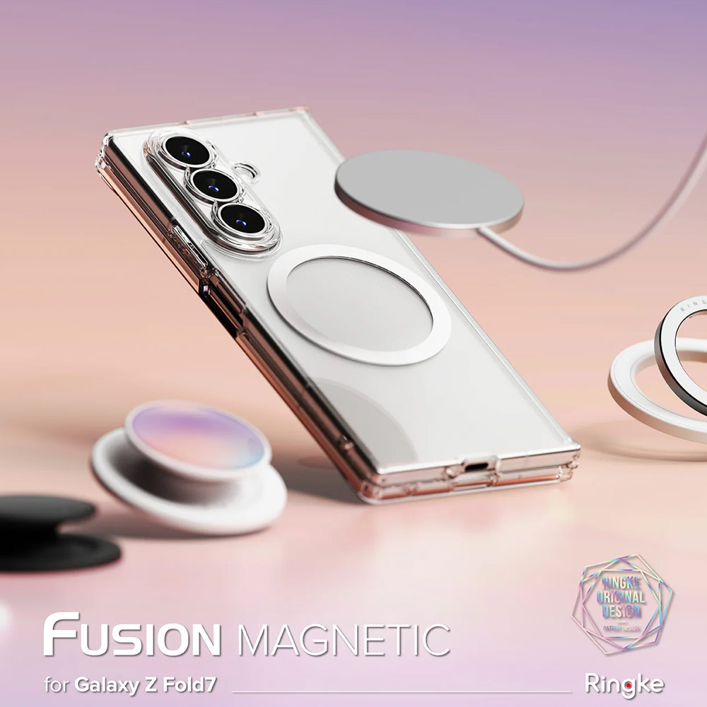 Picture of Samsung Galaxy Z Fold 7 Case | Ringke Fusion Magnetic  Protection Case with Strap Hole for Samsung Galaxy Z Fold 7 (Clear)