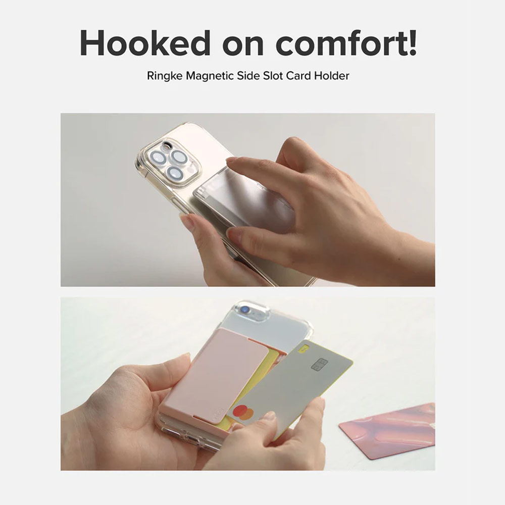 Picture of Ringke Magnetic Side Slot Card Holder Max Holder 3 Card with High Quality PC Material for Magsafe Compatile Smartphone (Light Gray)