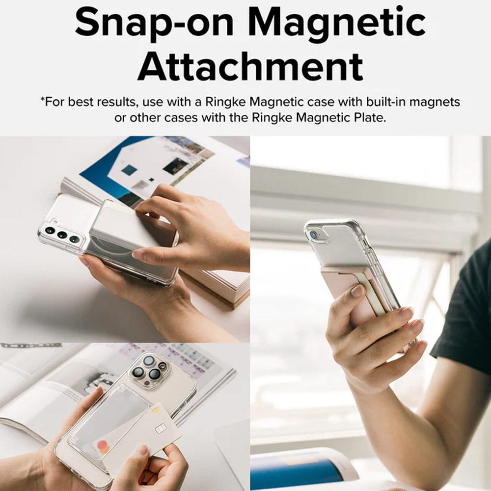 Picture of Ringke Magnetic Side Slot Card Holder Max Holder 3 Card with High Quality PC Material for Magsafe Compatile Smartphone (Light Gray)