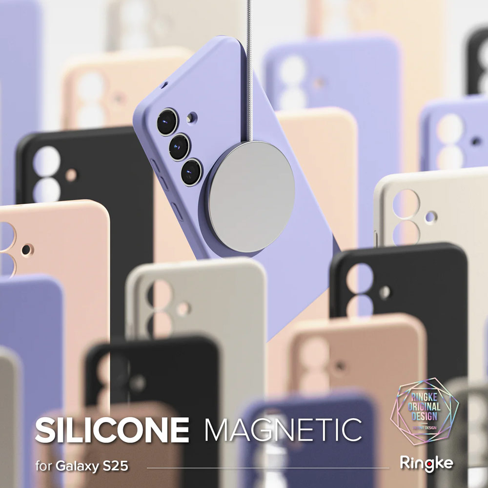 Picture of Samsung Galaxy S25 Case | Ringke Soft Liquid Silicone Case with Magnetic Ring Protection Case for Samsung Galaxy S25 (Stone)