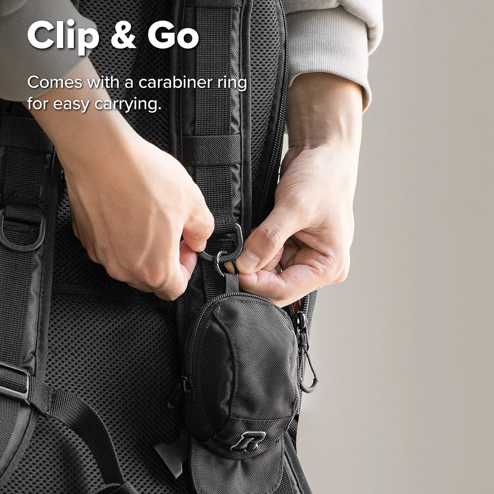 Picture of Ringke Mini Pouch Baseket Ball Cap Design Bag with high quality zipper closure with Carabiner for Small Gadgets (Black)