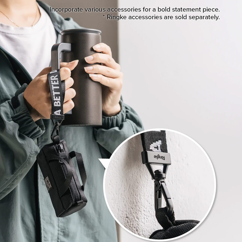 Picture of Ringke Mini Pouch Sport Bag Miniature with Zipper Closure with Carabiner for Small Gadgets (Black)